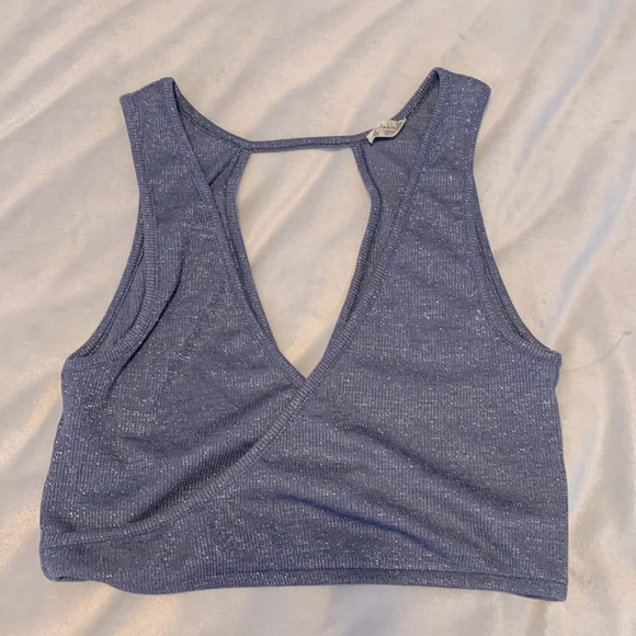 Intimately free people blue glittery sparkle crossover Bralette size XS ribbed - Picture 1 of 6